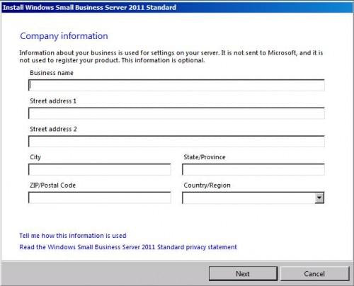 Setting Company profile on SBS 2011