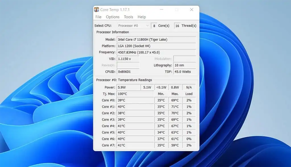 Проверка на температурата на процесора с Core Temp