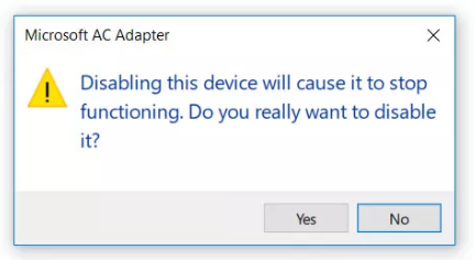 disable Microsoft Ac adapter