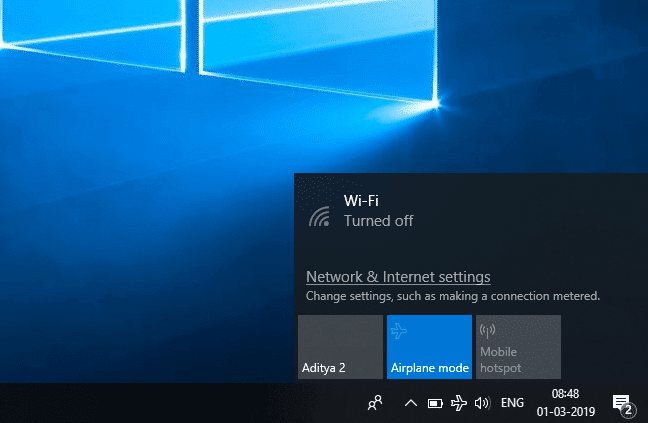 Désactiver le mode avion sous Windows 10