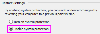 How to disable system protection