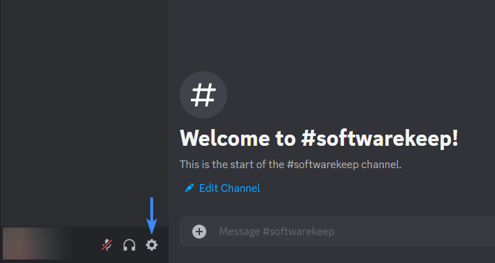 The User Settings button in Discord