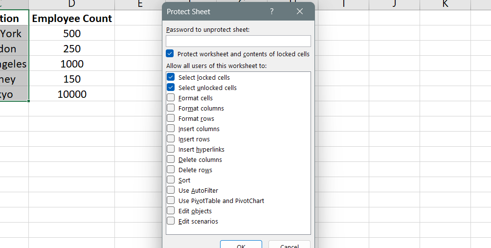 Follow the prompts to set up password protection and reapply protection to the worksheet.