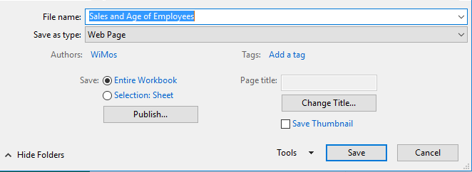 How to save a workbook as a web page