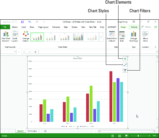 Excel 2019 cluster charts