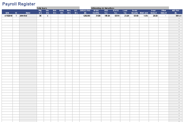 employee payrol register template