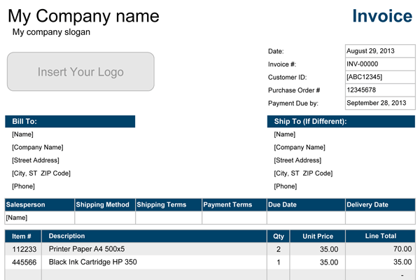 sales invoice template