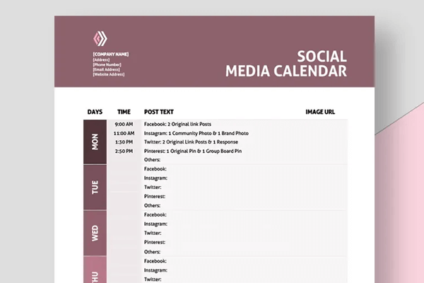 social media calendar template