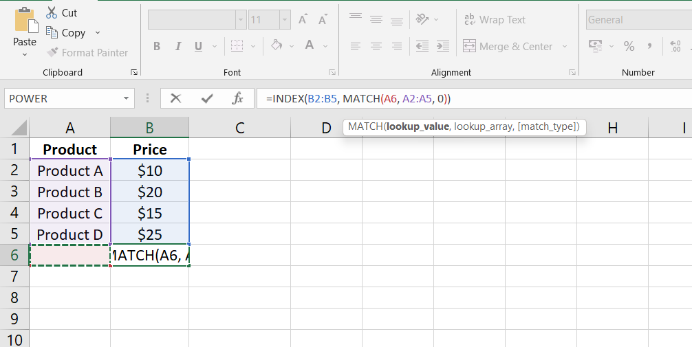 INDEX and MATCH Functions