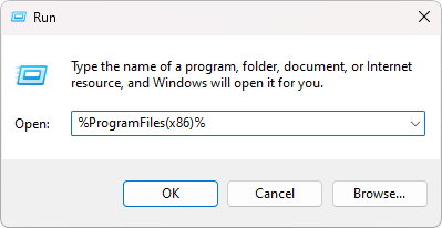 navigate to the program files folder