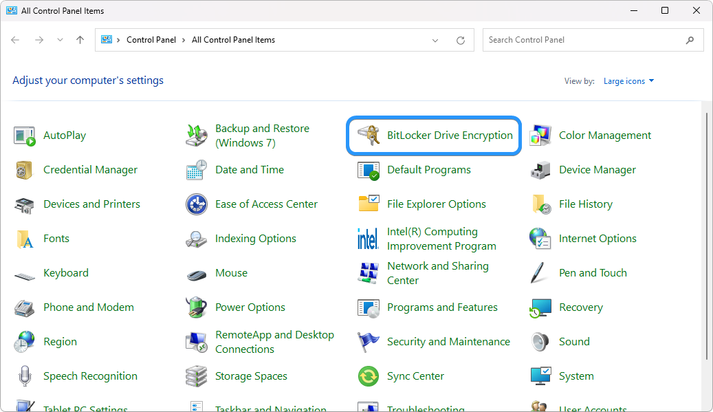 chiffrement de lecteur Bitlocker