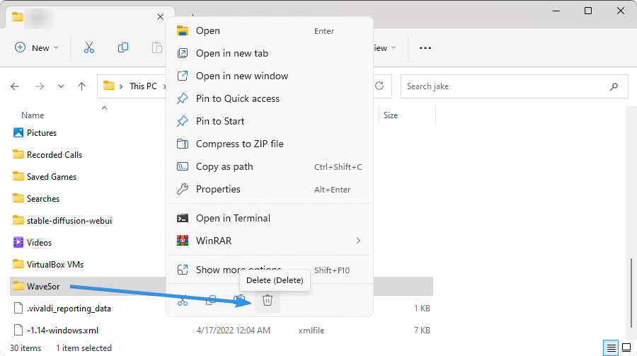 delete wavesor folder