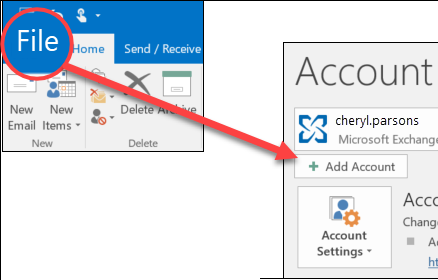 Как да добавите имейл акаунт към Outlook