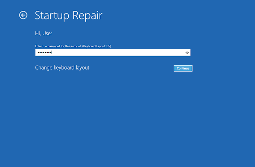 continue with windows startup repiar