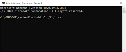 command prompt: check disk