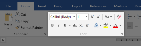 Font Section in Word