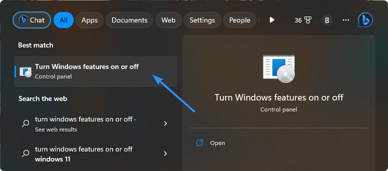 turn windows featuers on or off