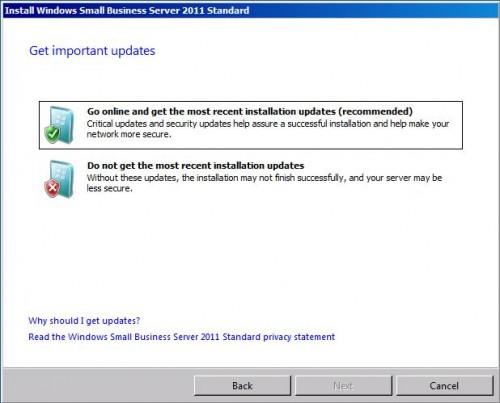 How to update windows small business server
