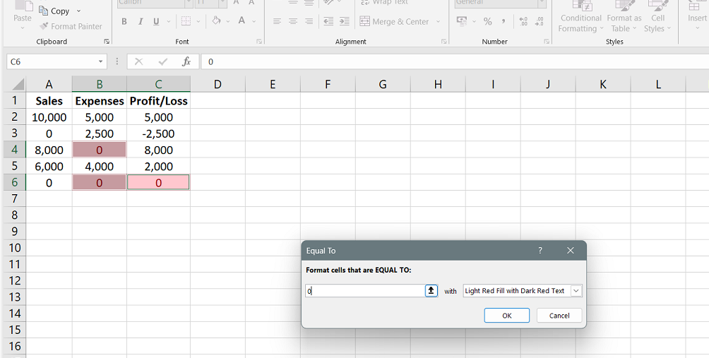 Hide zero values returned by a formula