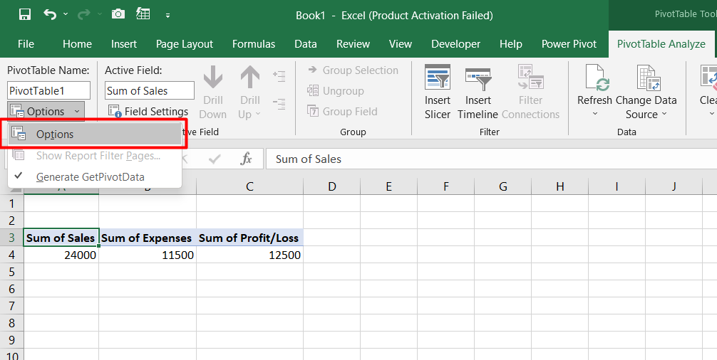 Hide zero values in a PivotTable report