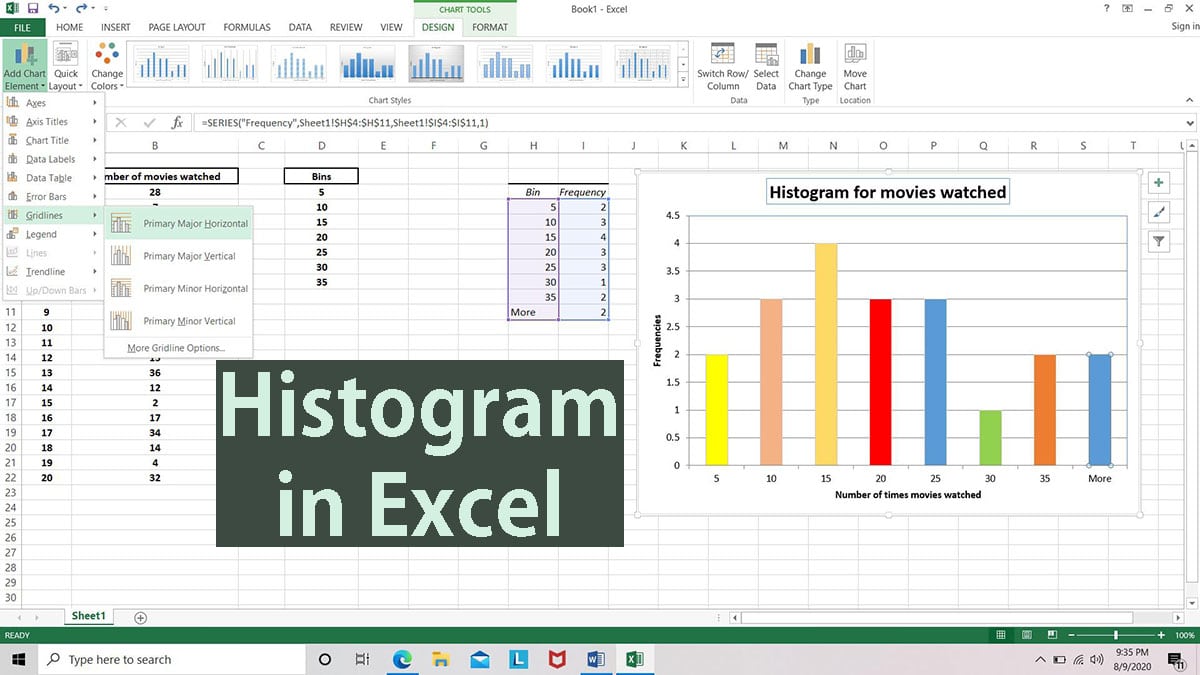 Хистограма в Excel