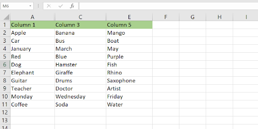 Display all hidden columns