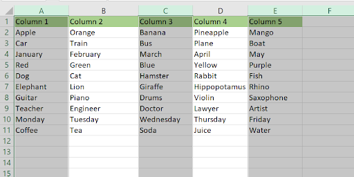 Unhide excel columns