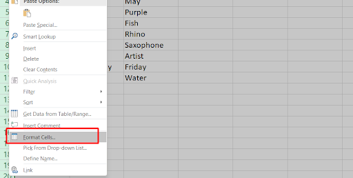 Format cells