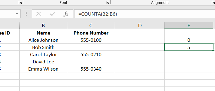 COUNT/COUNTA in Excel