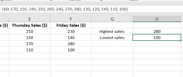 MAX/MIN in Excel