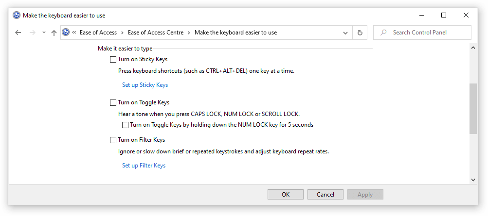 turn off filter feature