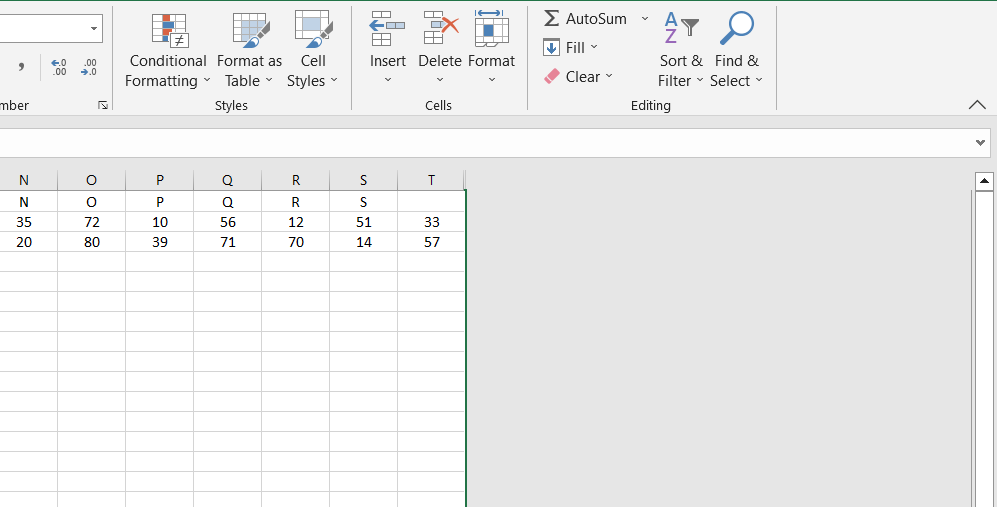 Excel hidden columns