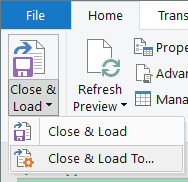 Excel: Close and Load...