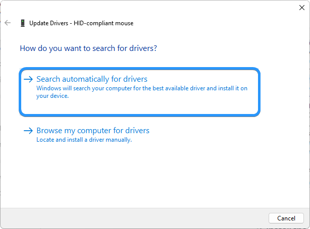 search automatically for drivers