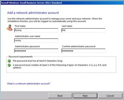 How to add a network administrator account on SBS 2011
