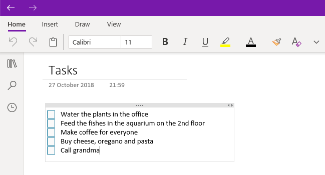 Comment organiser les tâches dans onenote