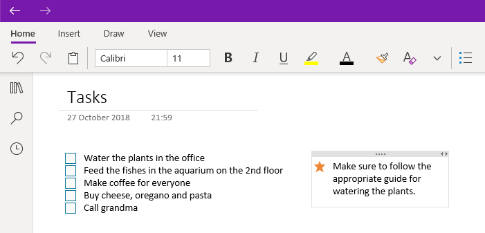 How to modify frames in onenote