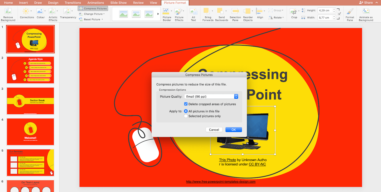как да намалите размера на файла в powerpoint