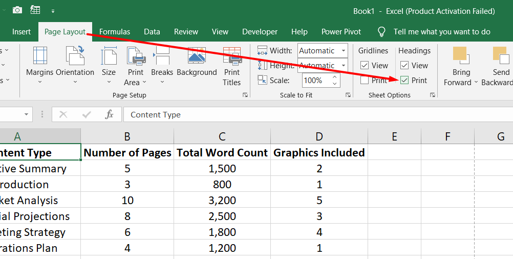 Imprimer les en-têtes de lignes et de colonnes dans Excel