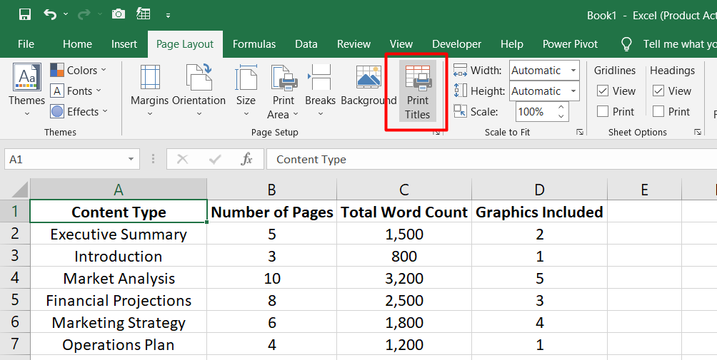 print row or column titles on every page