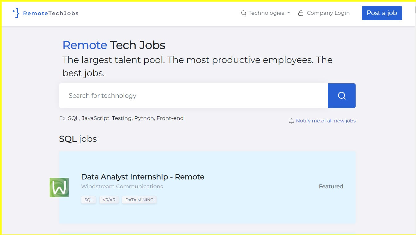 remote tech job board