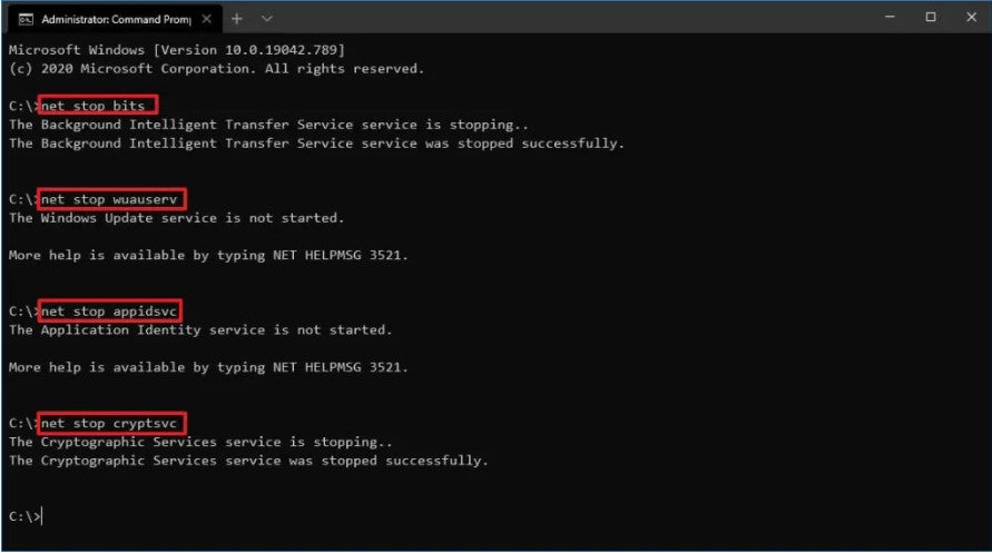 windows 10 command prompt commands list service