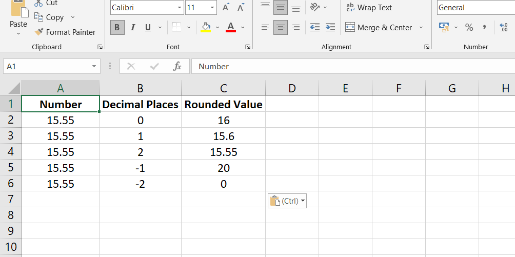 Excel ROUND function