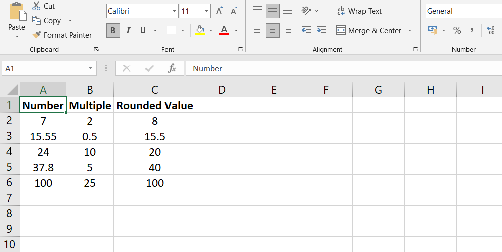 Функция MROUND на Excel