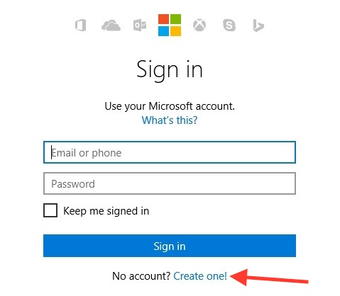 How to sign up for Microsoft user account