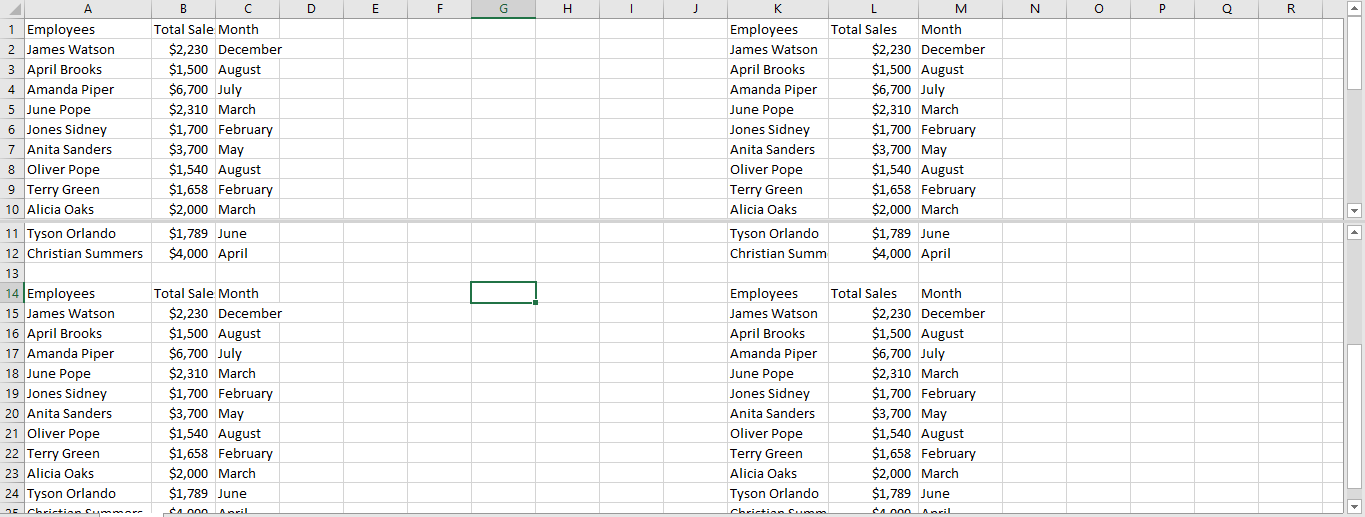 How to split pane in excel