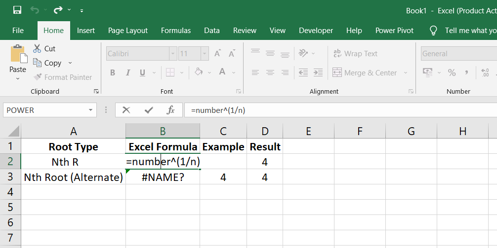 You can use the exponent formula mentioned earlier to calculate any nth root in Excel. You can find the nth root of a number by placing the desired root in the denominator of a fraction after the caret symbol (^).