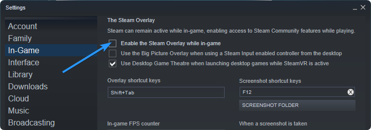 disable steam overlay