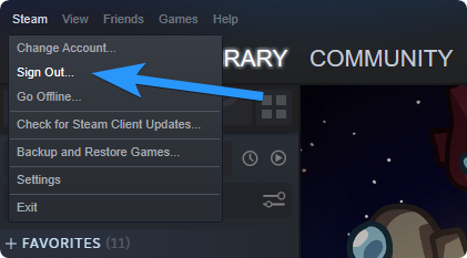 sign out of steam