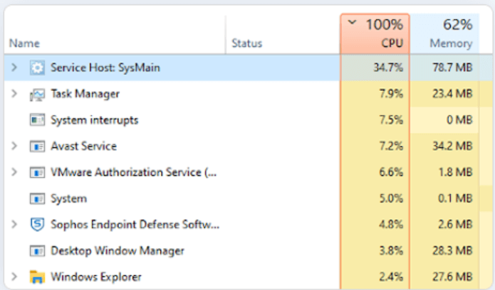 Sysmain high cpu memory usage